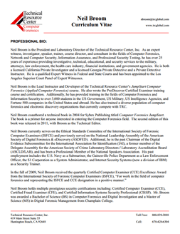 CV for Neil Broom Expert Witness in Computer Forensics Criminal Defense